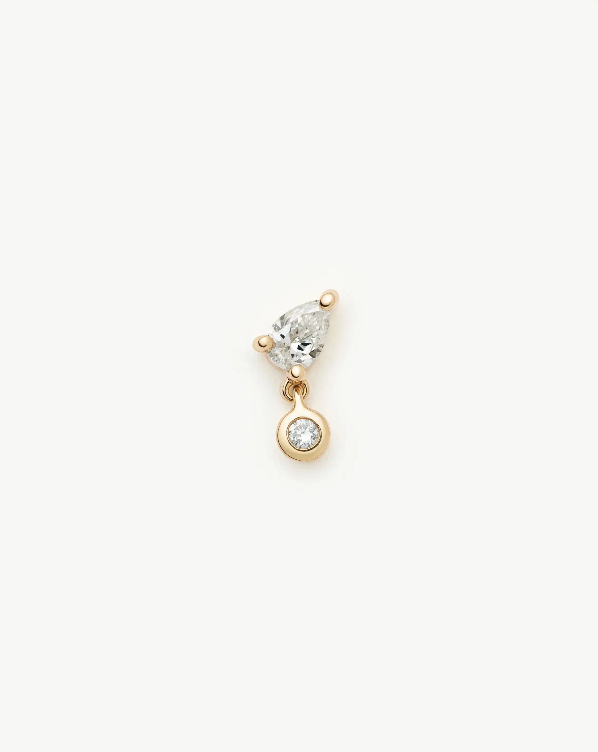 Solid Gold Pear Diamond Charm Flat Back Stud Earring | 9ct Solid Gold Earrings Missoma 