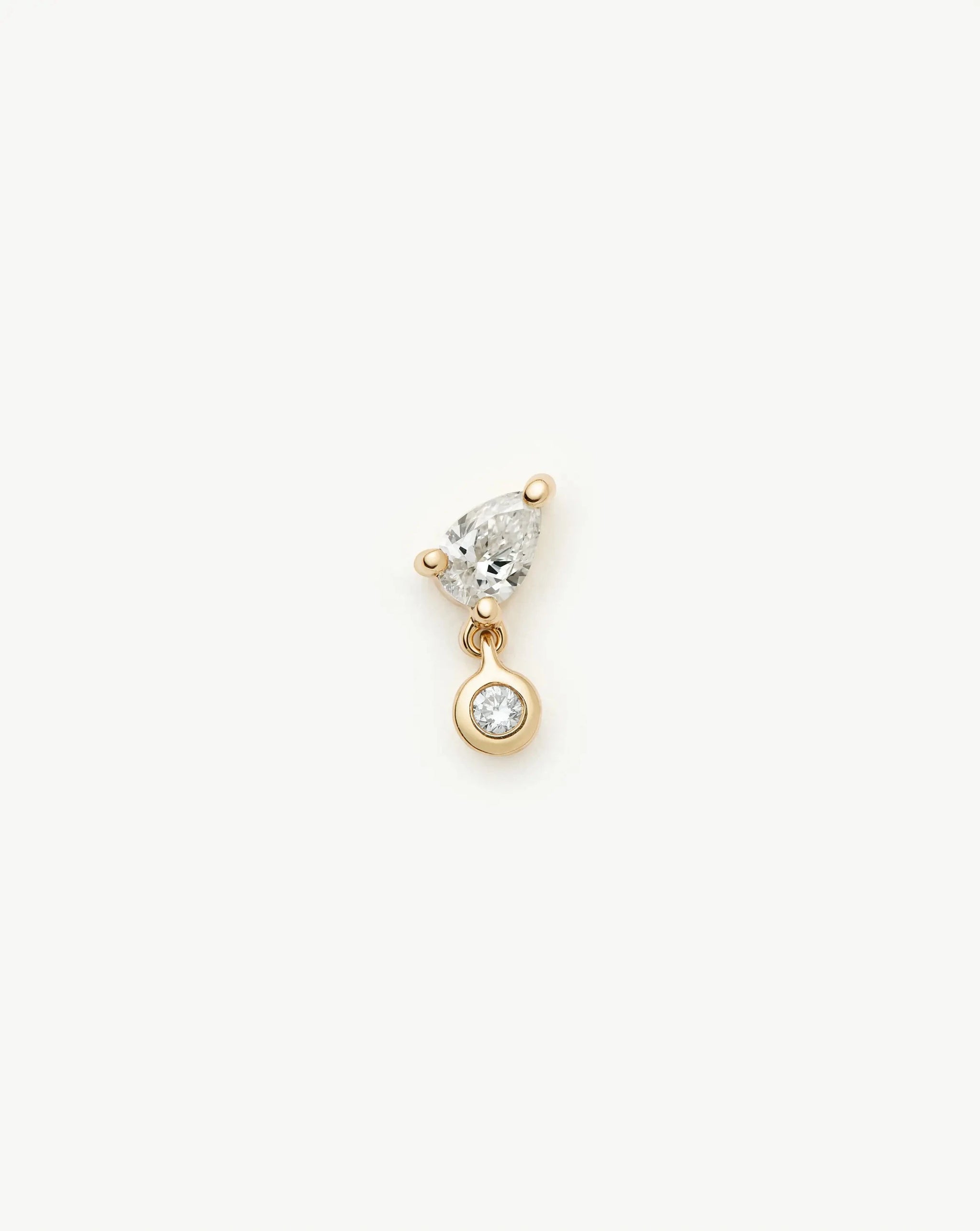 Solid Gold Pear Diamond Charm Flat Back Stud Earring | 9ct Solid Gold Earrings Missoma 