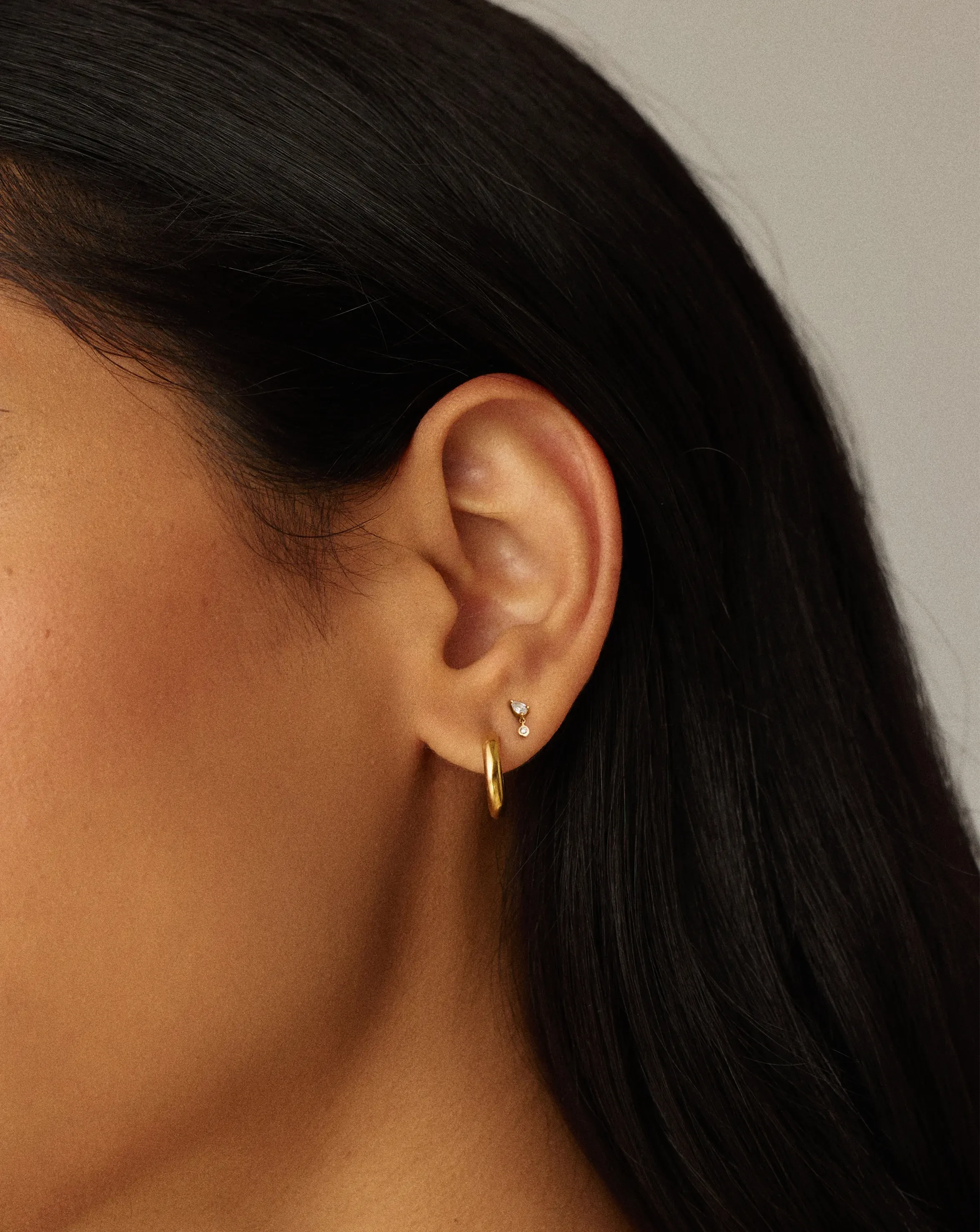 Solid Gold Pear Diamond Charm Flat Back Stud Earring | 9ct Solid Gold Earrings Missoma 