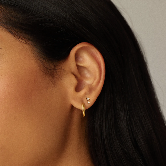 Solid Gold Pear Diamond Charm Flat Back Stud Earring | 9ct Solid Gold Earrings Missoma 