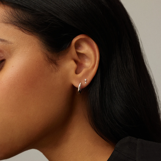 Solid Gold Pear Diamond Charm Flat Back Stud Earring | 9ct Solid White Gold Earrings Missoma 