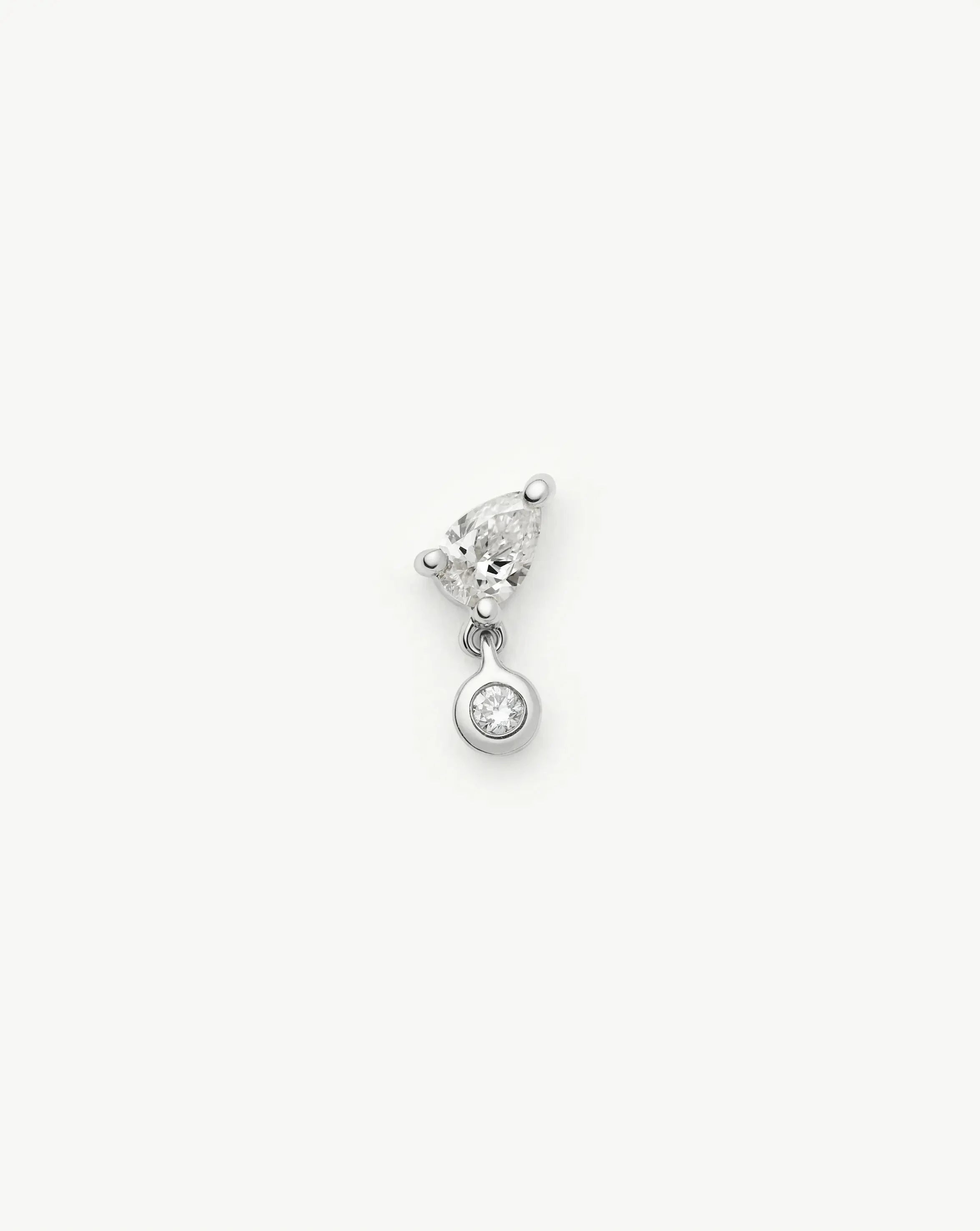 Solid Gold Pear Diamond Charm Flat Back Stud Earring | 9ct Solid White Gold Earrings Missoma 