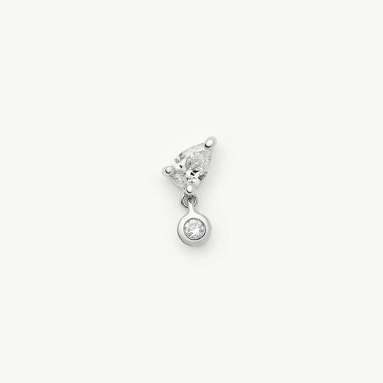 Solid Gold Pear Diamond Charm Flat Back Stud Earring | 9ct Solid White Gold Earrings Missoma 