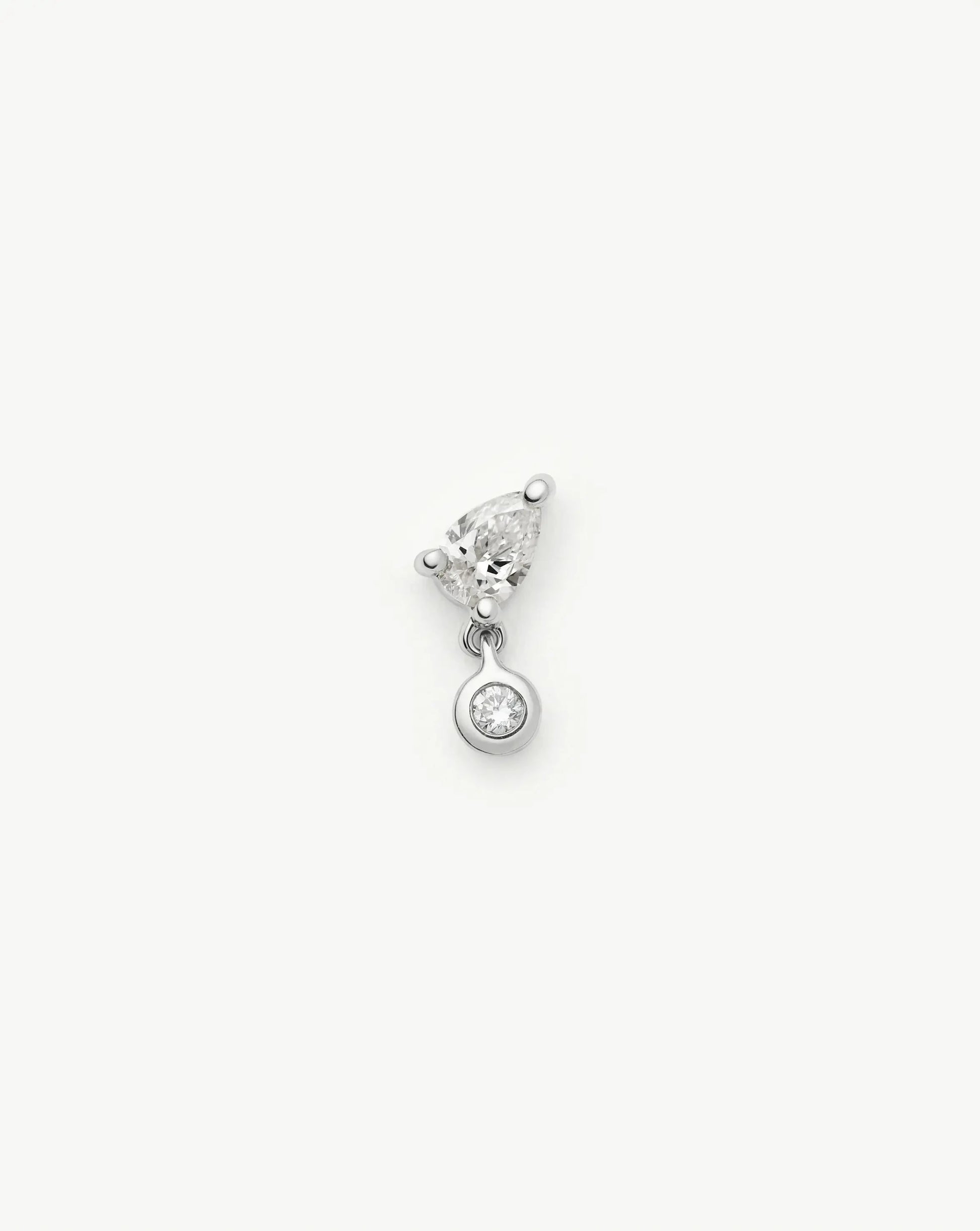 Solid Gold Pear Diamond Charm Flat Back Stud Earring | 9ct Solid White Gold Earrings Missoma 