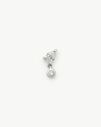 Solid Gold Pear Diamond Charm Flat Back Stud Earring | 9ct Solid White Gold Earrings Missoma 