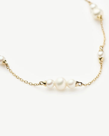 Solid Gold Pearl Chain Bracelet | 14ct Solid Gold/Pearl Bracelets Missoma 