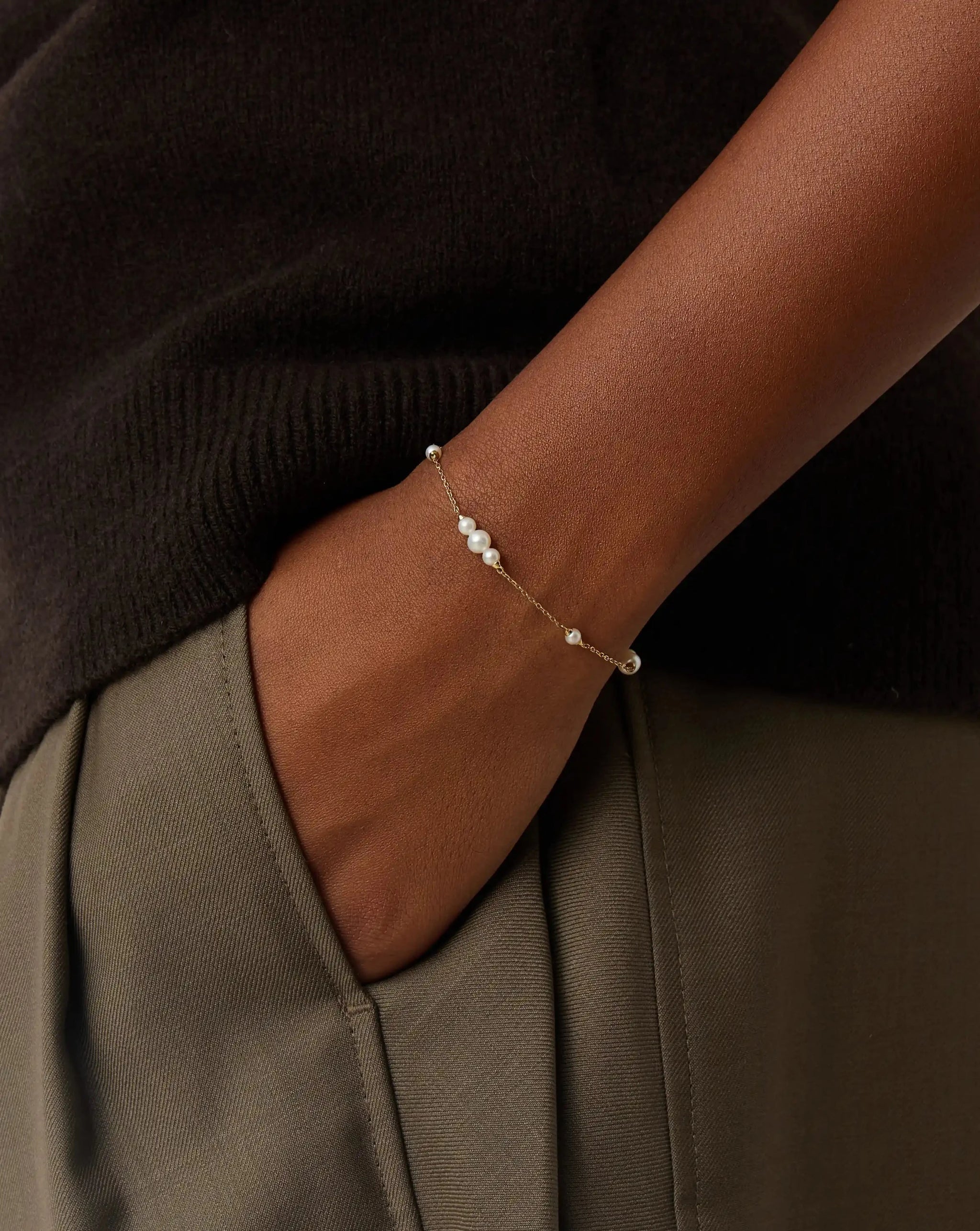 Solid Gold Pearl Chain Bracelet | 14ct Solid Gold/Pearl Bracelets Missoma 