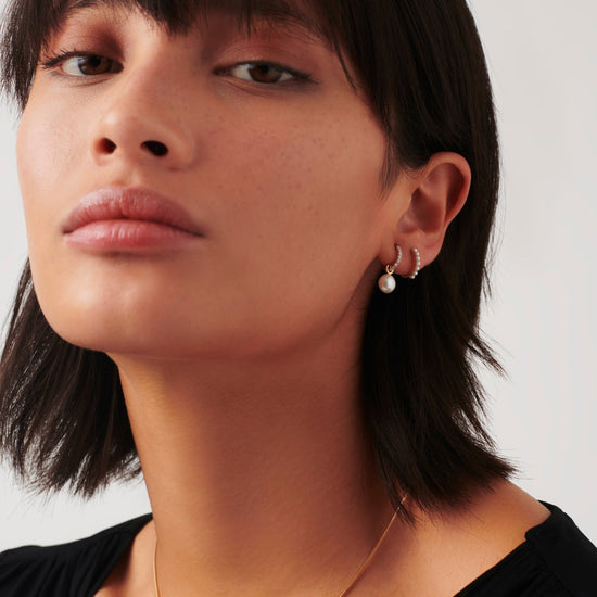 Solid Gold Pearl Huggies Earrings Missoma 