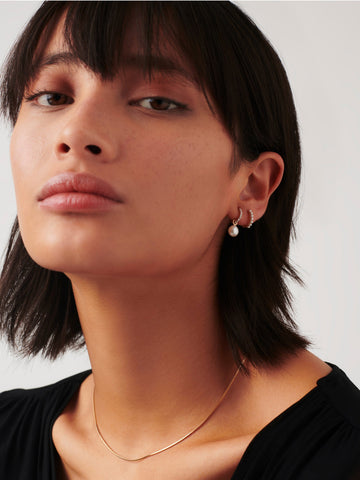 Solid Gold Pearl Huggies Earrings Missoma 
