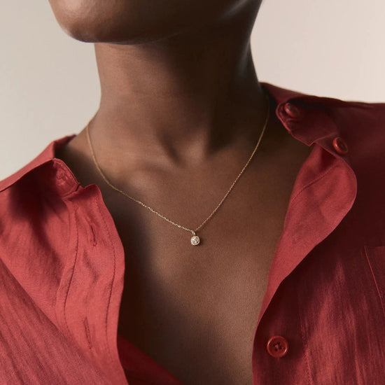 Solid Gold Sapphire Baya Pendant Necklace | 9ct Solid Yellow Gold/Lab Grown White Sapphire Necklaces Missoma 