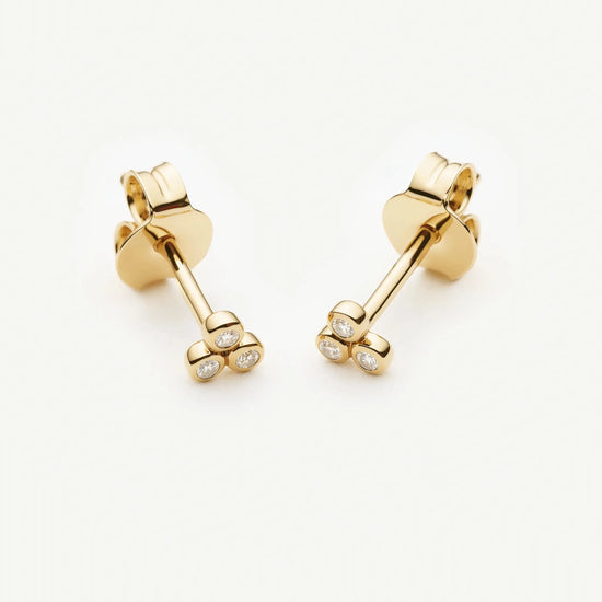 Solid Gold Sapphire Trio Stud Earrings | 9ct Solid Yellow Gold/Cubic Zirconia Earrings Missoma 
