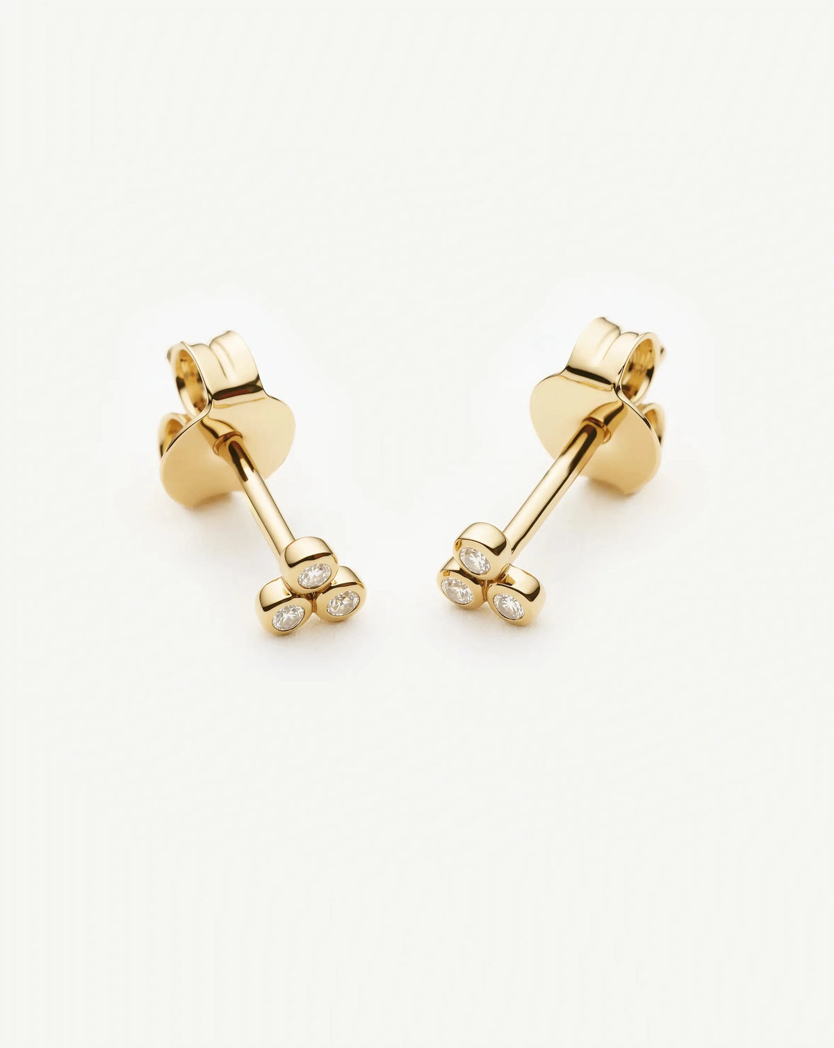 Solid Gold Sapphire Trio Stud Earrings | 9ct Solid Yellow Gold/Cubic Zirconia Earrings Missoma 