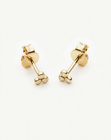 Solid Gold Sapphire Trio Stud Earrings | 9ct Solid Yellow Gold/Cubic Zirconia Earrings Missoma 