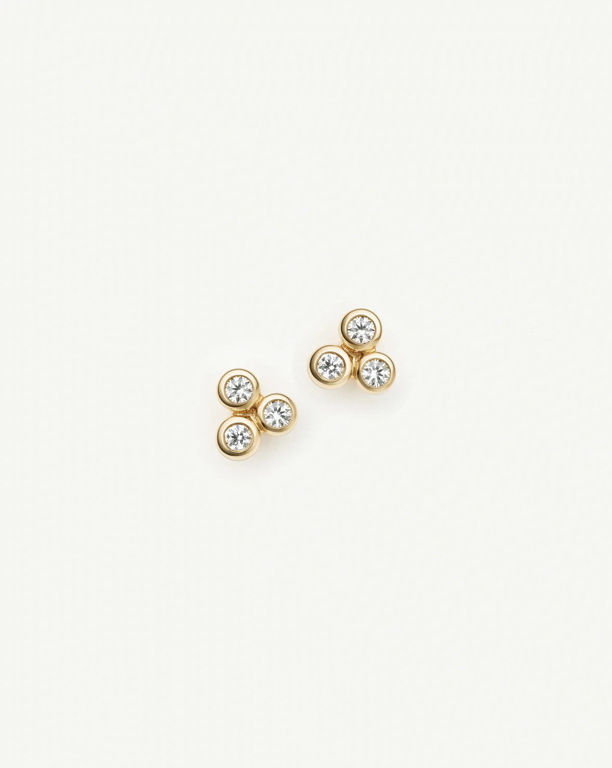 Solid Gold Sapphire Trio Stud Earrings | 9ct Solid Yellow Gold/Cubic Zirconia Earrings Missoma 