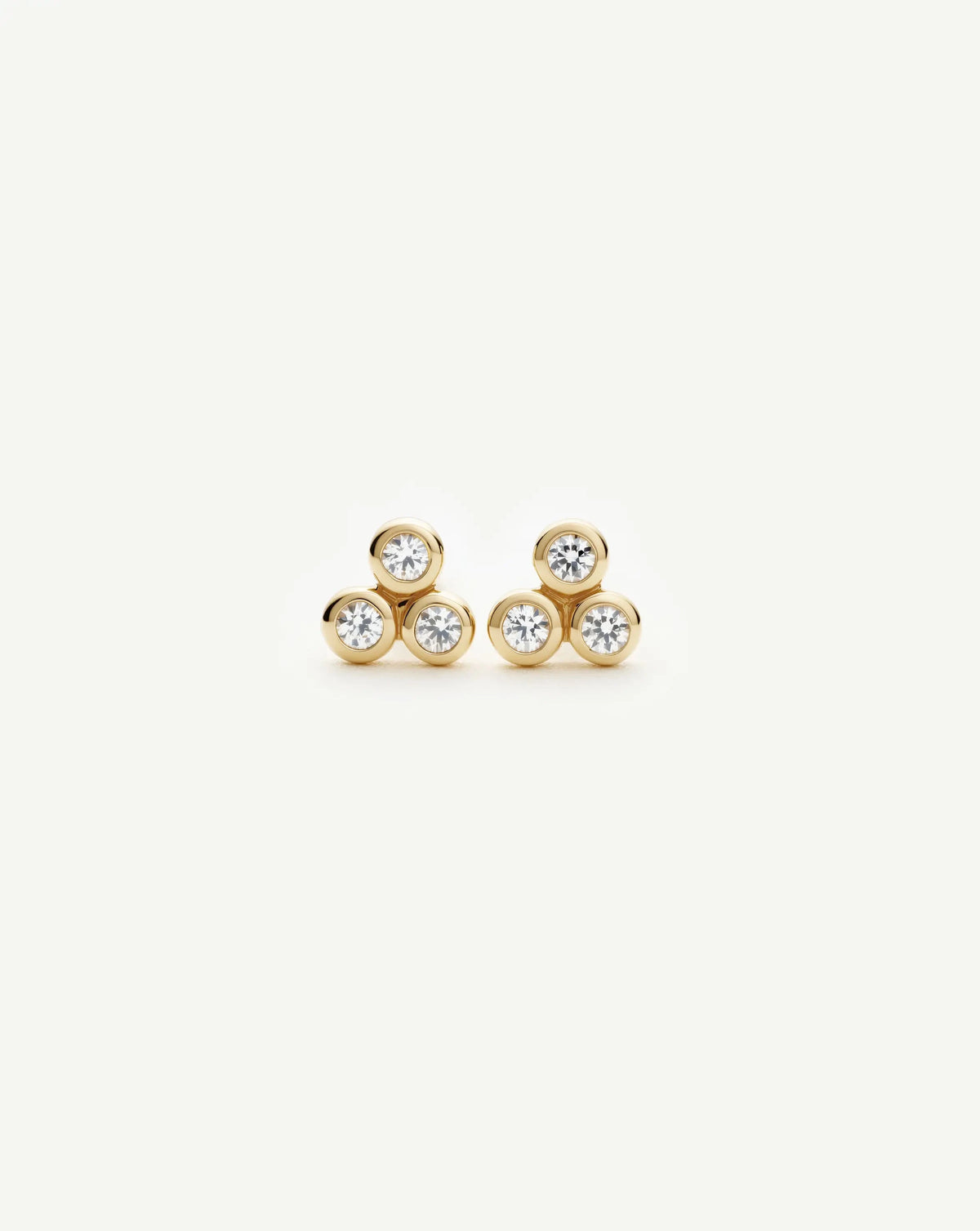Solid Gold Sapphire Trio Stud Earrings | 9ct Solid Yellow Gold/Cubic Zirconia Earrings Missoma 
