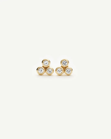 Solid Gold Sapphire Trio Stud Earrings | 9ct Solid Yellow Gold/Cubic Zirconia Earrings Missoma 