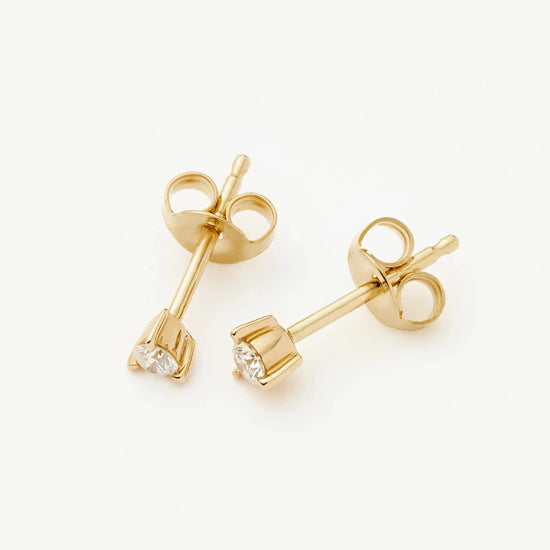 Solid Gold Small Solitaire Diamond Stud Earrings | 9ct Solid Yellow Gold Earrings Missoma 