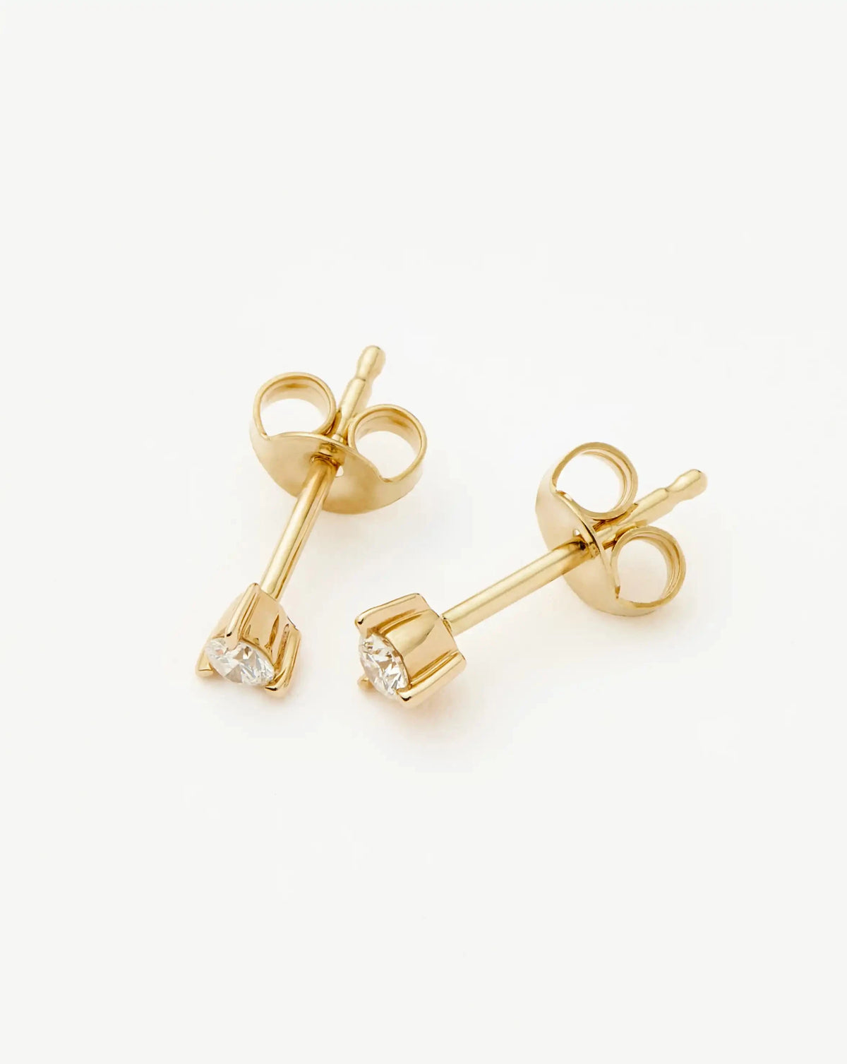 Solid Gold Small Solitaire Diamond Stud Earrings | 9ct Solid Yellow Gold Earrings Missoma 