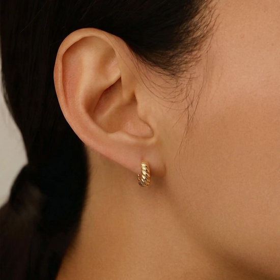 Solid Gold Twisted Huggies | 14ct Solid Gold Earrings Missoma 