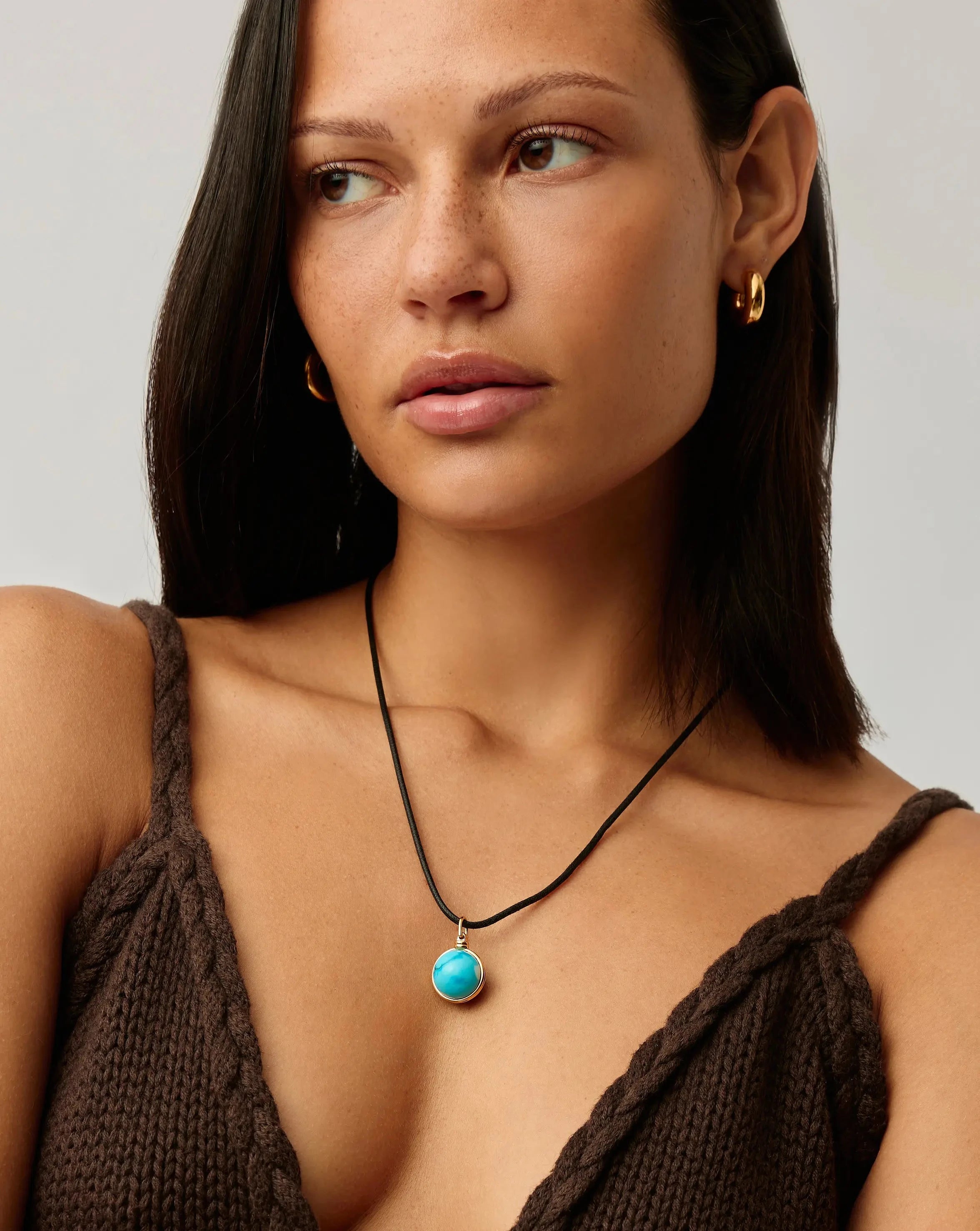 Sphere Gemstone Cord Pendant Necklace | 18ct Gold Plated / Lapis & Turquoise Necklaces Missoma 