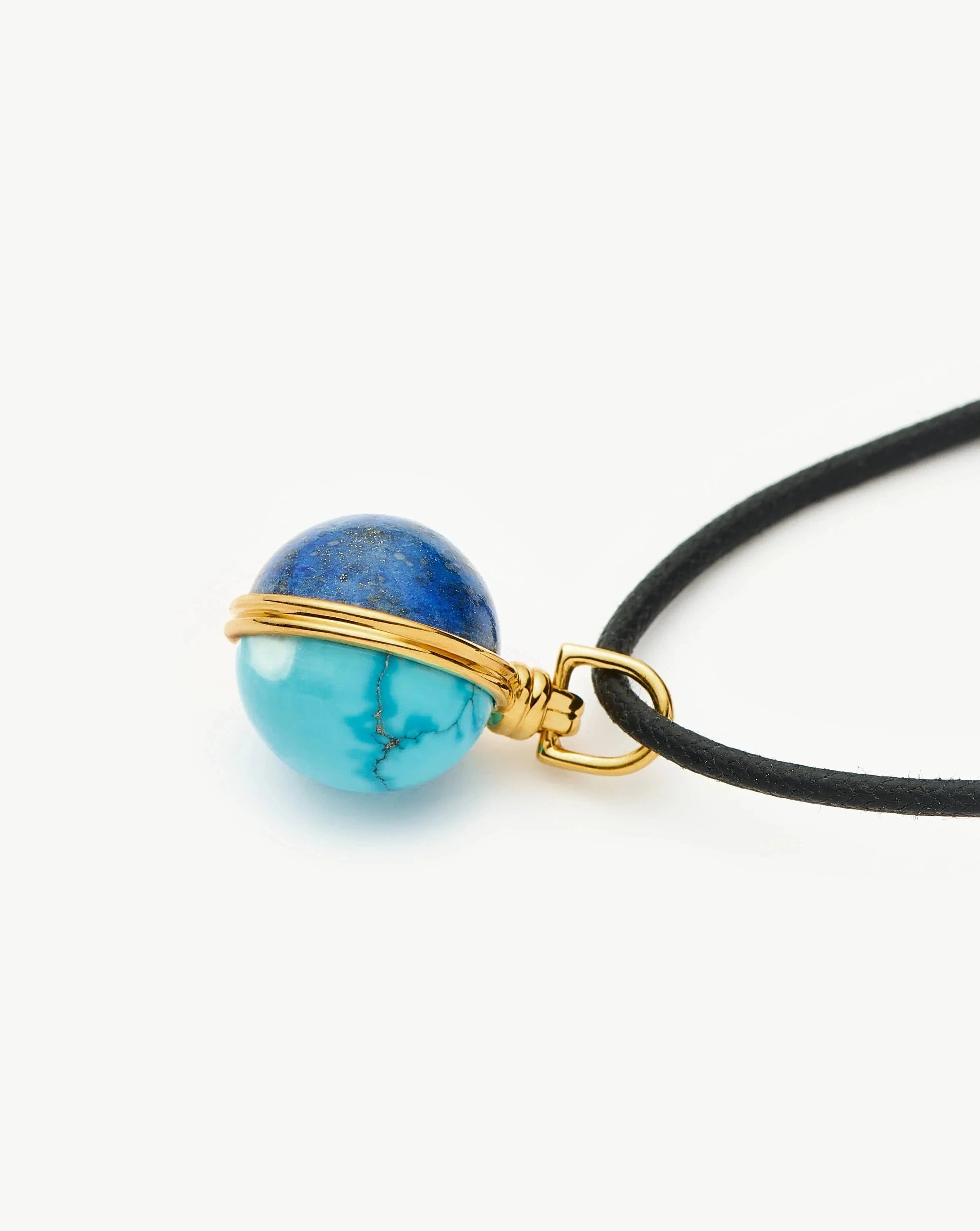 Sphere Gemstone Cord Pendant Necklace | 18ct Gold Plated / Lapis & Turquoise Necklaces Missoma 