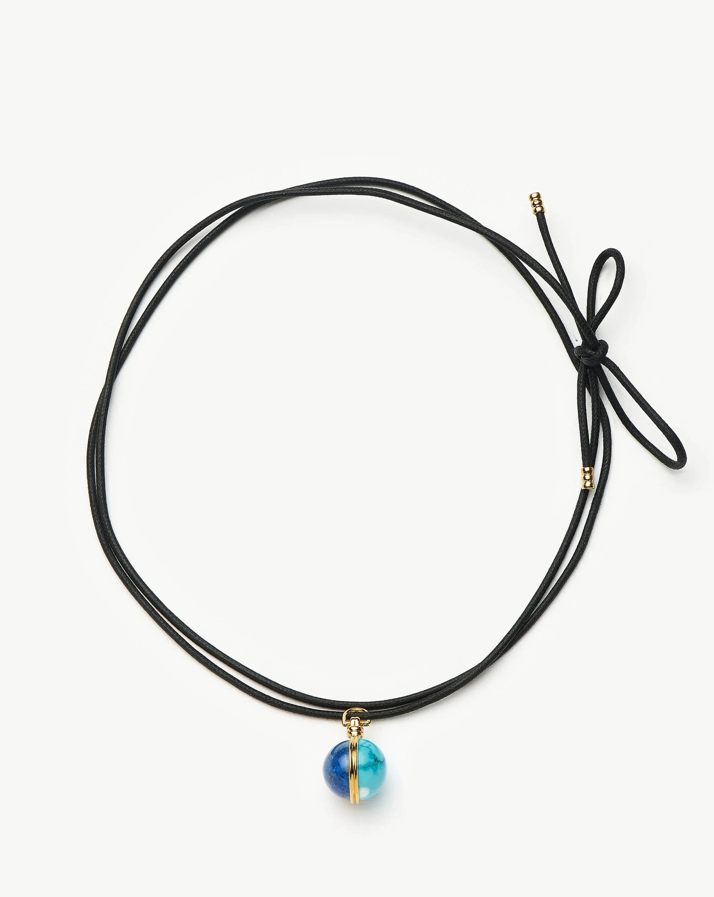 Sphere Gemstone Cord Pendant Necklace | 18ct Gold Plated / Lapis & Turquoise Necklaces Missoma 