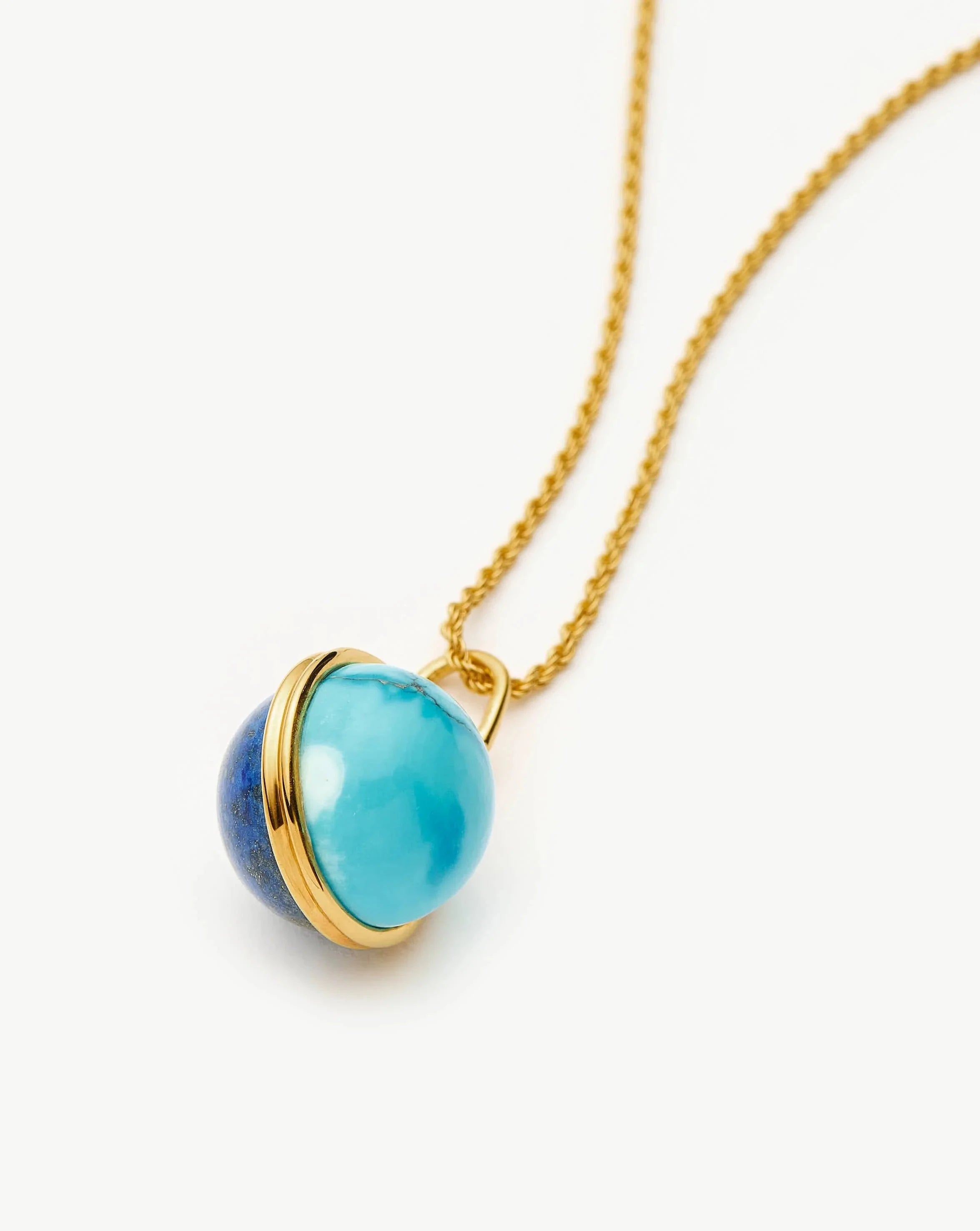 Sphere Gemstone Pendant Necklace | 18ct Gold Plated / Lapis & Turquoise Necklaces Missoma 