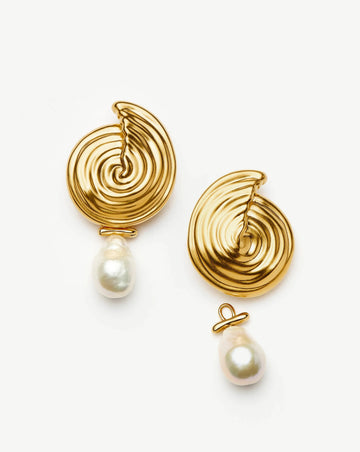 Spiral Detachable Pearl Drop Earrings | 18ct Gold Plated Earrings Missoma 