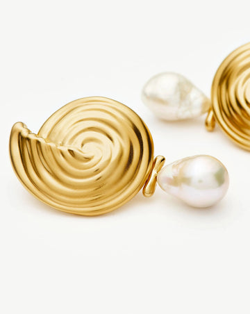 Spiral Detachable Pearl Drop Earrings | 18ct Gold Plated Earrings Missoma 