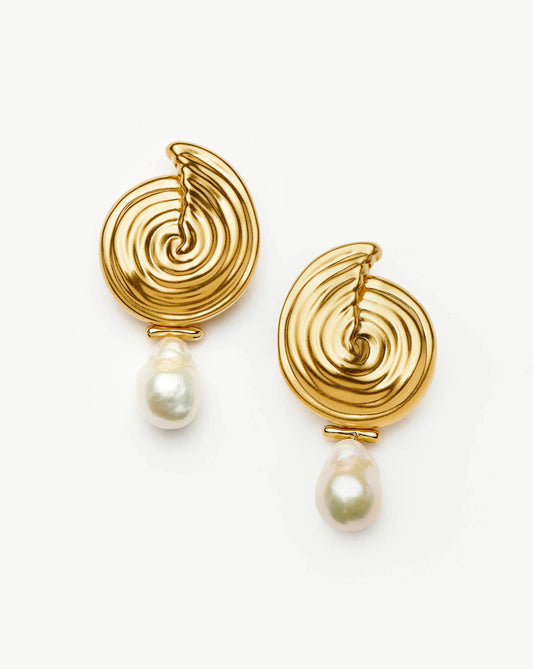 Spiral Detachable Pearl Drop Earrings | 18ct Gold Plated Earrings Missoma 