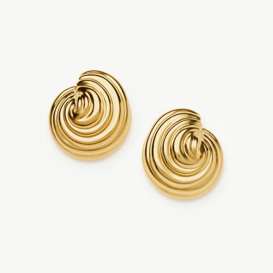 Spiral Dome Oversized Stud Earrings | 18ct Gold Plated Earrings Missoma 
