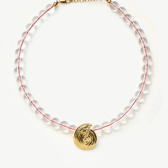 Spiral Gemstone Beaded Pendant Necklace | 18ct Gold Plated/Clear Crystal Quartz Necklaces Missoma 