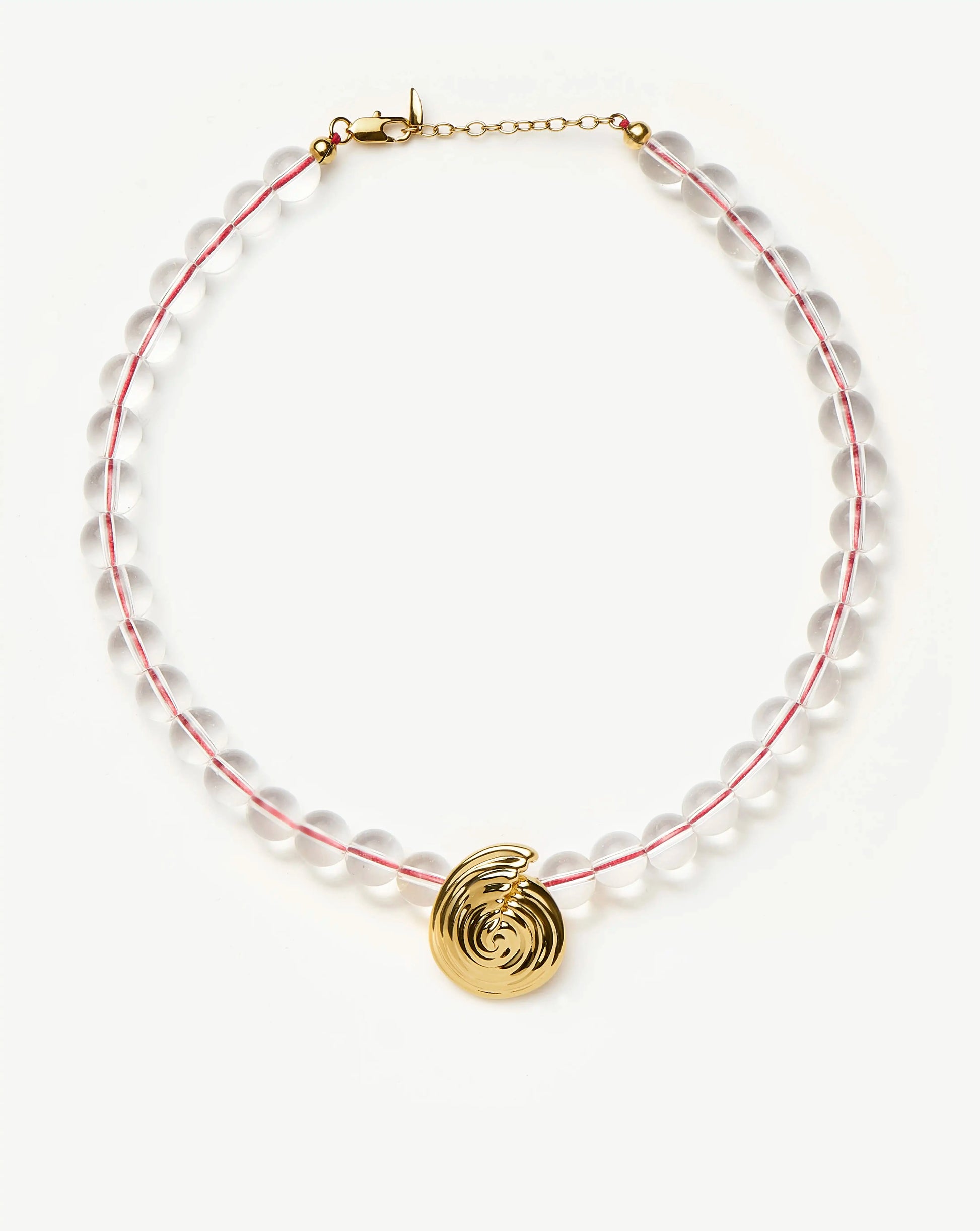 Spiral Gemstone Beaded Pendant Necklace | 18ct Gold Plated/Clear Crystal Quartz Necklaces Missoma 
