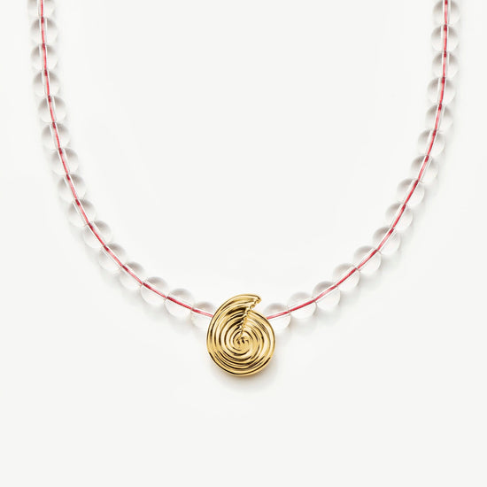 Spiral Gemstone Beaded Pendant Necklace | 18ct Gold Plated/Clear Crystal Quartz Necklaces Missoma 