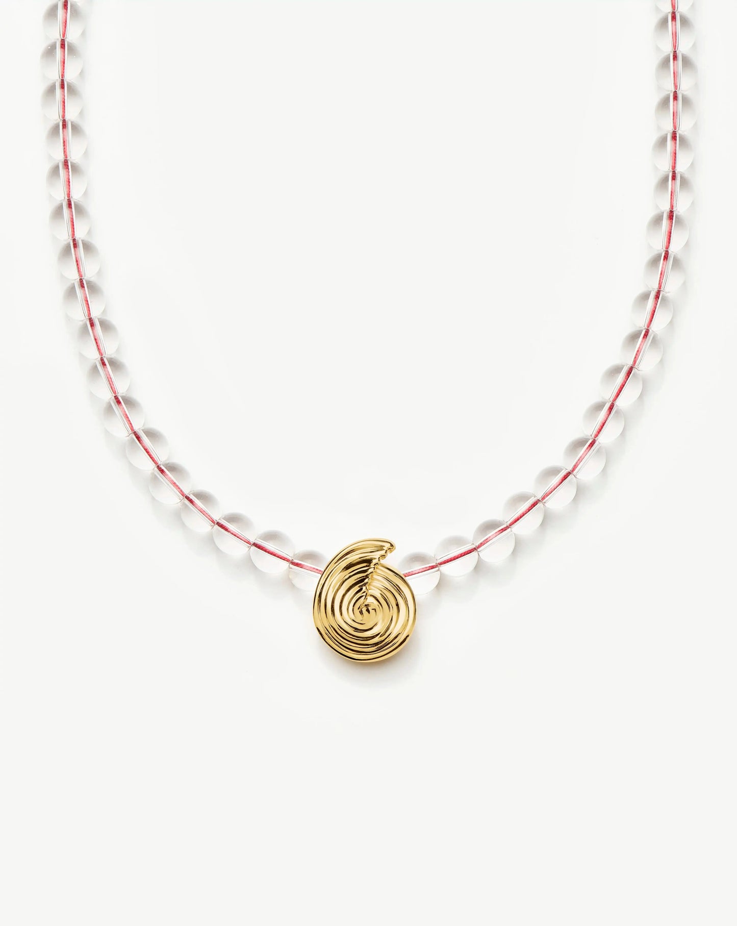 Spiral Gemstone Beaded Pendant Necklace | 18ct Gold Plated/Clear Crystal Quartz Necklaces Missoma 