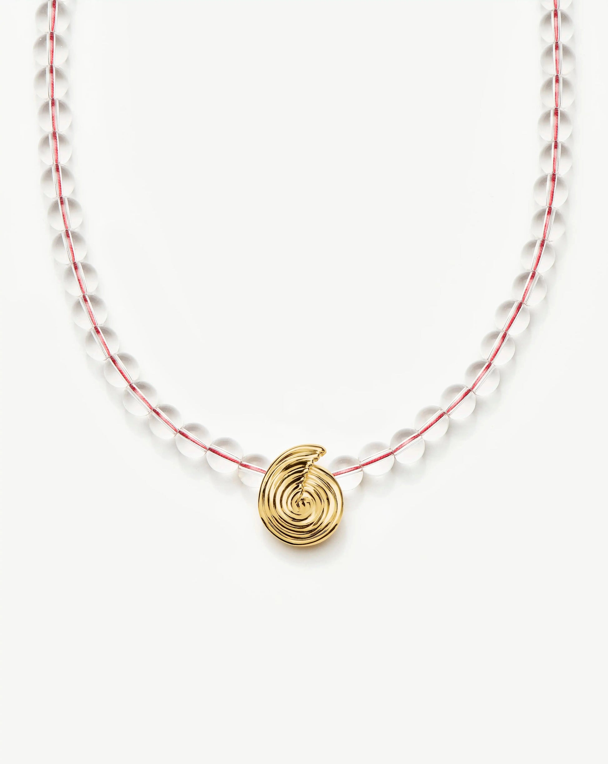 Spiral Gemstone Beaded Pendant Necklace | 18ct Gold Plated/Clear Crystal Quartz Necklaces Missoma 