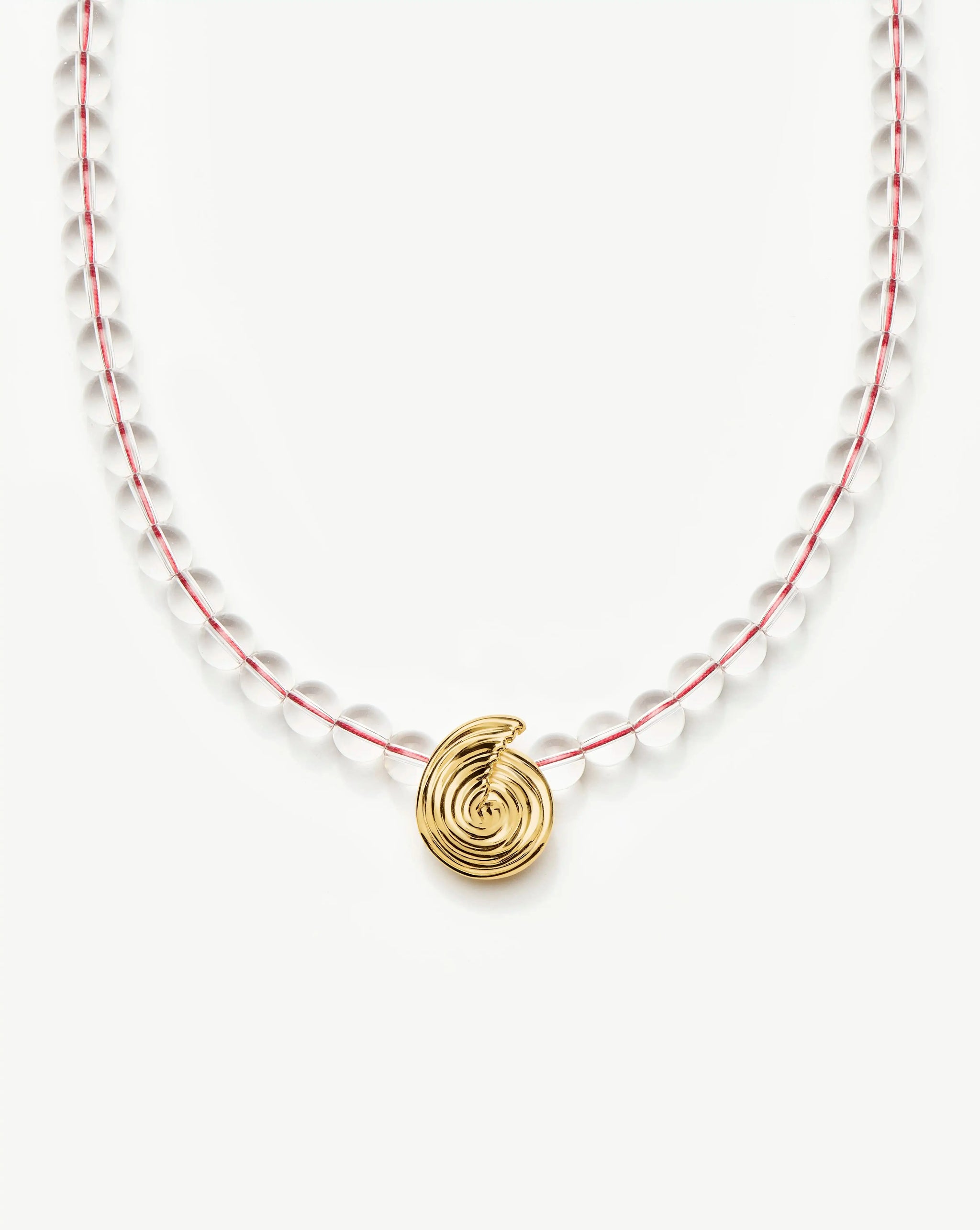 Spiral Gemstone Beaded Pendant Necklace | 18ct Gold Plated/Clear Crystal Quartz Necklaces Missoma 