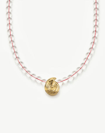 Spiral Gemstone Beaded Pendant Necklace | 18ct Gold Plated/Clear Crystal Quartz Necklaces Missoma 
