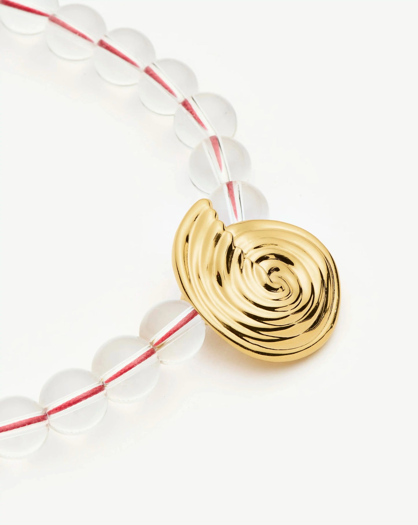 Spiral Gemstone Beaded Pendant Necklace | 18ct Gold Plated/Clear Crystal Quartz Necklaces Missoma 