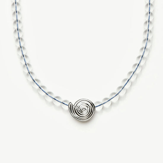 Spiral Gemstone Beaded Pendant Necklace | Silver Plated/Clear Crystal Quartz Necklaces Missoma 