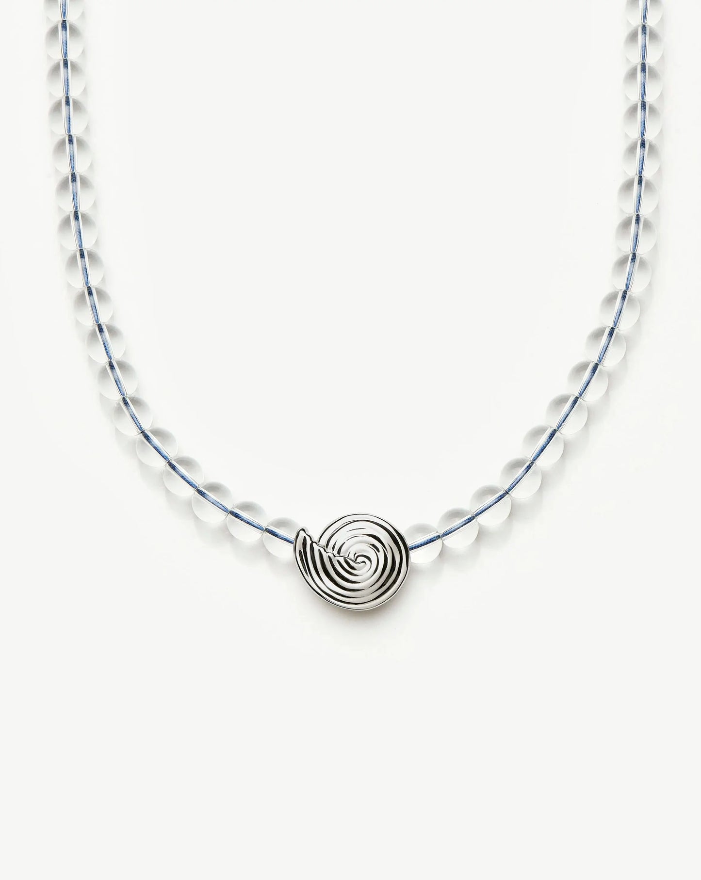 Spiral Gemstone Beaded Pendant Necklace | Silver Plated/Clear Crystal Quartz Necklaces Missoma 