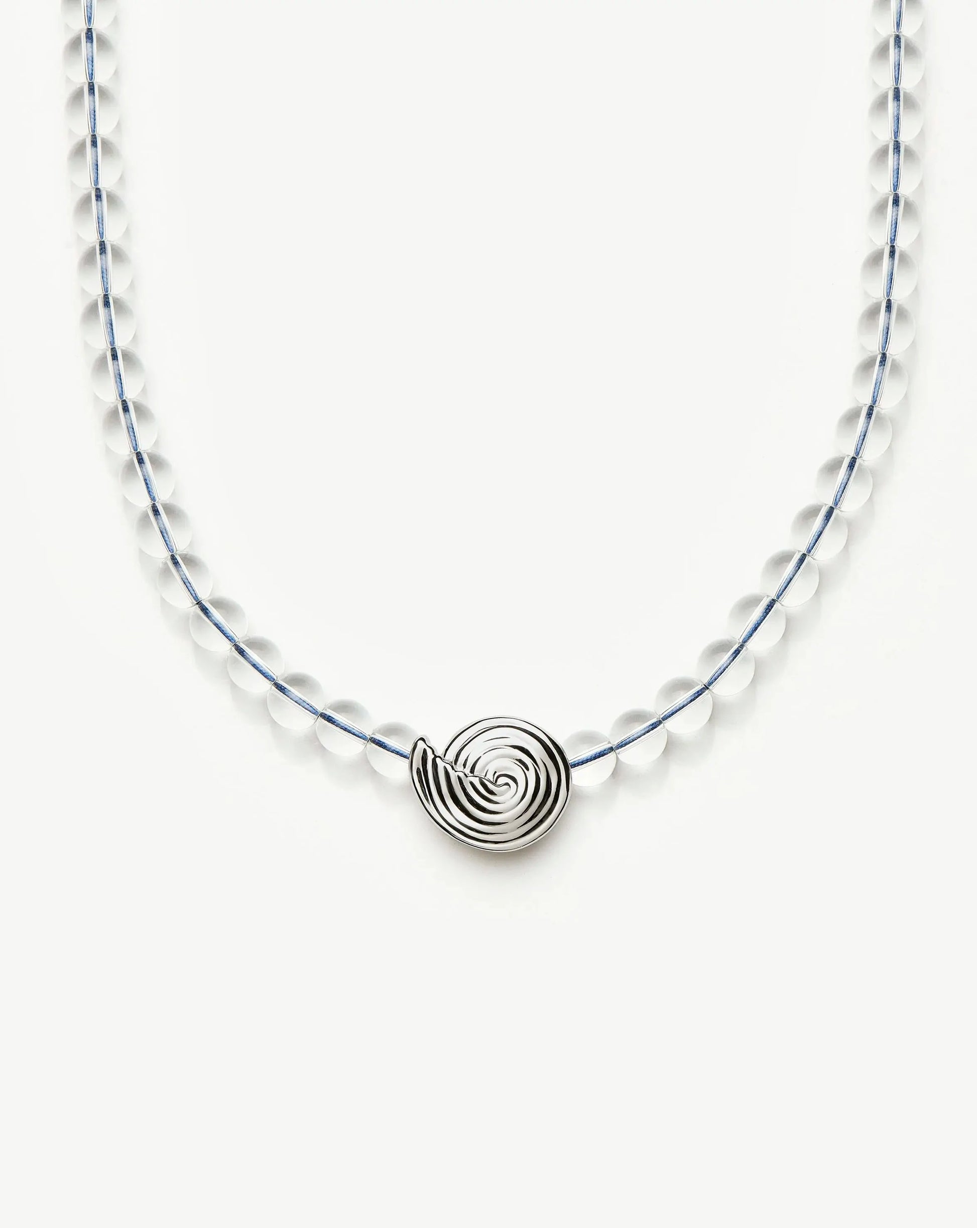 Spiral Gemstone Beaded Pendant Necklace | Silver Plated/Clear Crystal Quartz Necklaces Missoma 