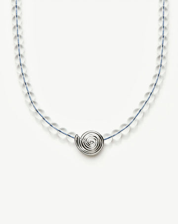 Spiral Gemstone Beaded Pendant Necklace | Silver Plated/Clear Crystal Quartz Necklaces Missoma 