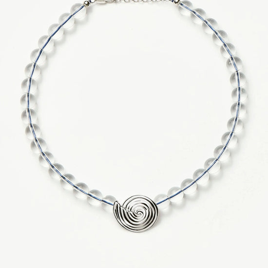 Spiral Gemstone Beaded Pendant Necklace | Silver Plated/Clear Crystal Quartz Necklaces Missoma 