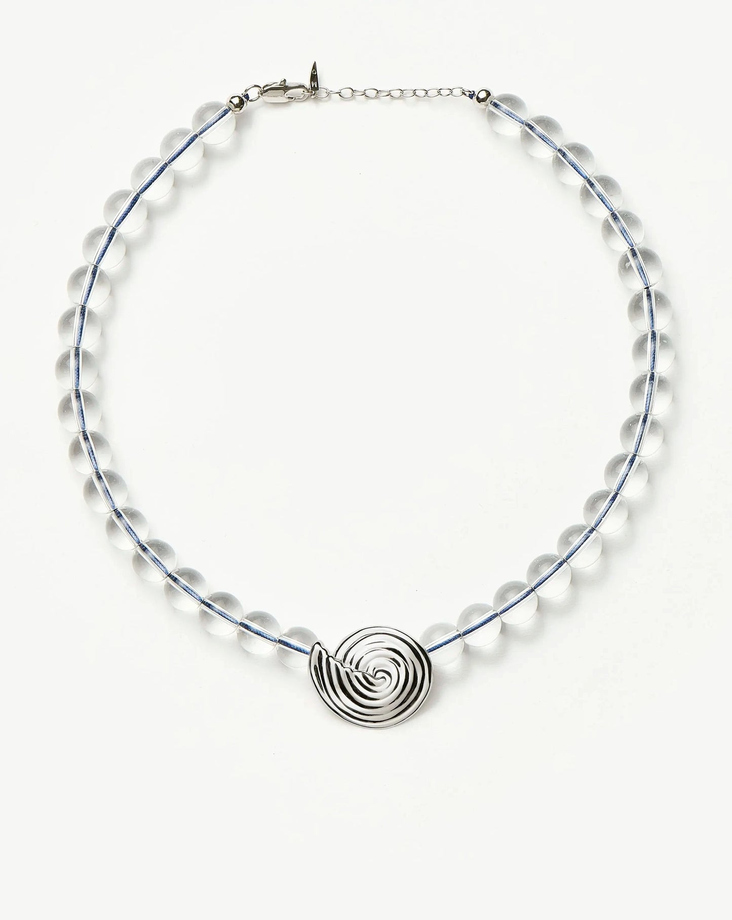 Spiral Gemstone Beaded Pendant Necklace | Silver Plated/Clear Crystal Quartz Necklaces Missoma 