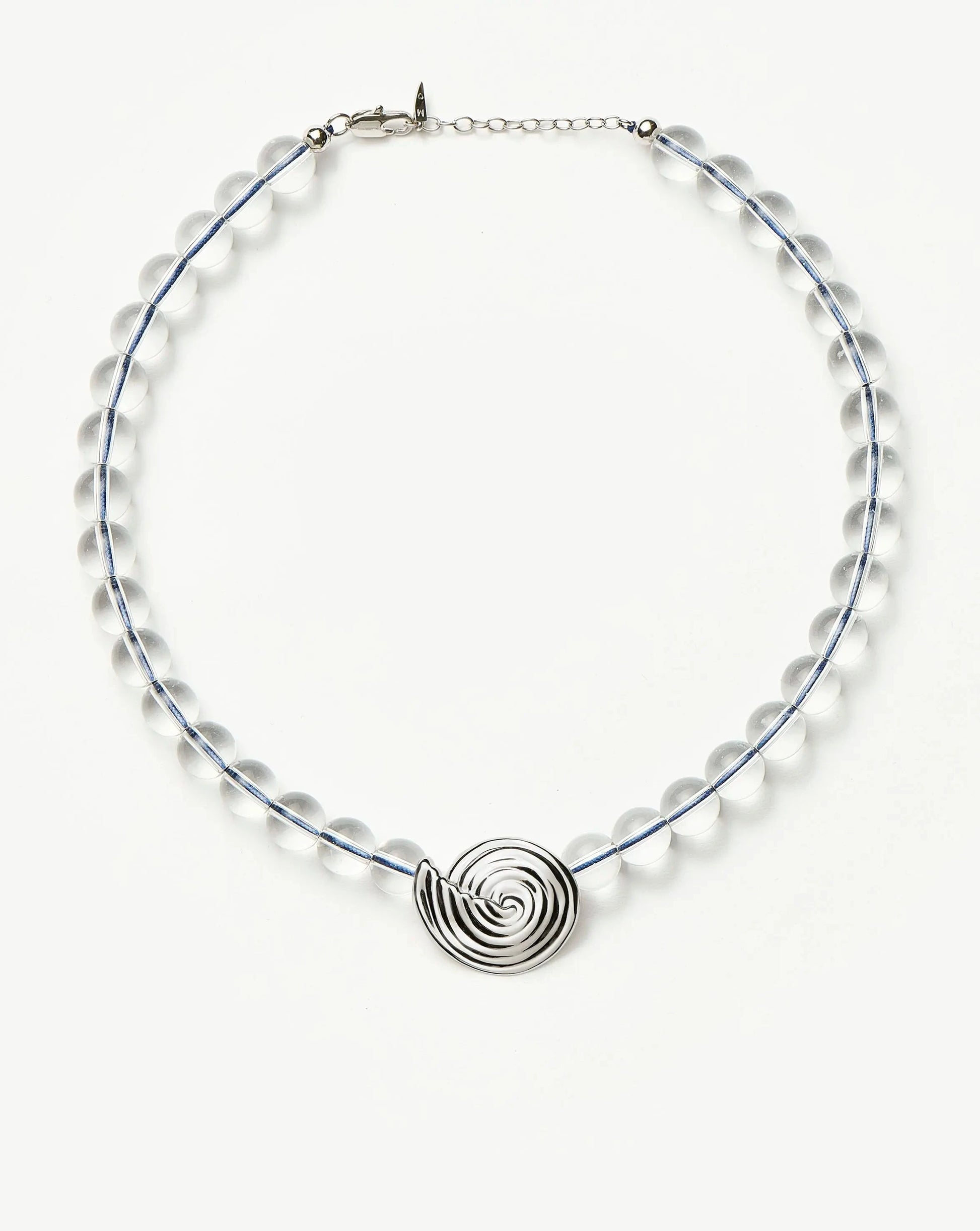 Spiral Gemstone Beaded Pendant Necklace | Silver Plated/Clear Crystal Quartz Necklaces Missoma 