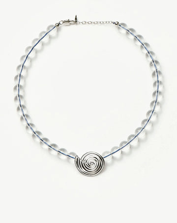 Spiral Gemstone Beaded Pendant Necklace | Silver Plated/Clear Crystal Quartz Necklaces Missoma 