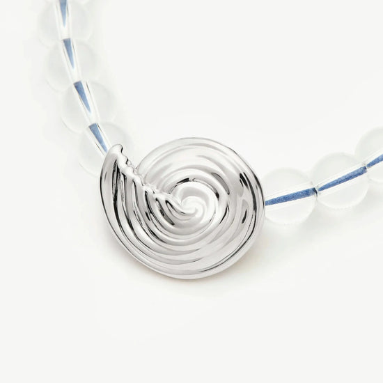 Spiral Gemstone Beaded Pendant Necklace | Silver Plated/Clear Crystal Quartz Necklaces Missoma 