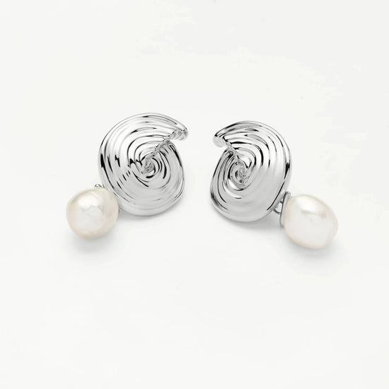 Spiral Interchangeable Pearl Drop Earrings | Silver Plated Earrings Missoma 