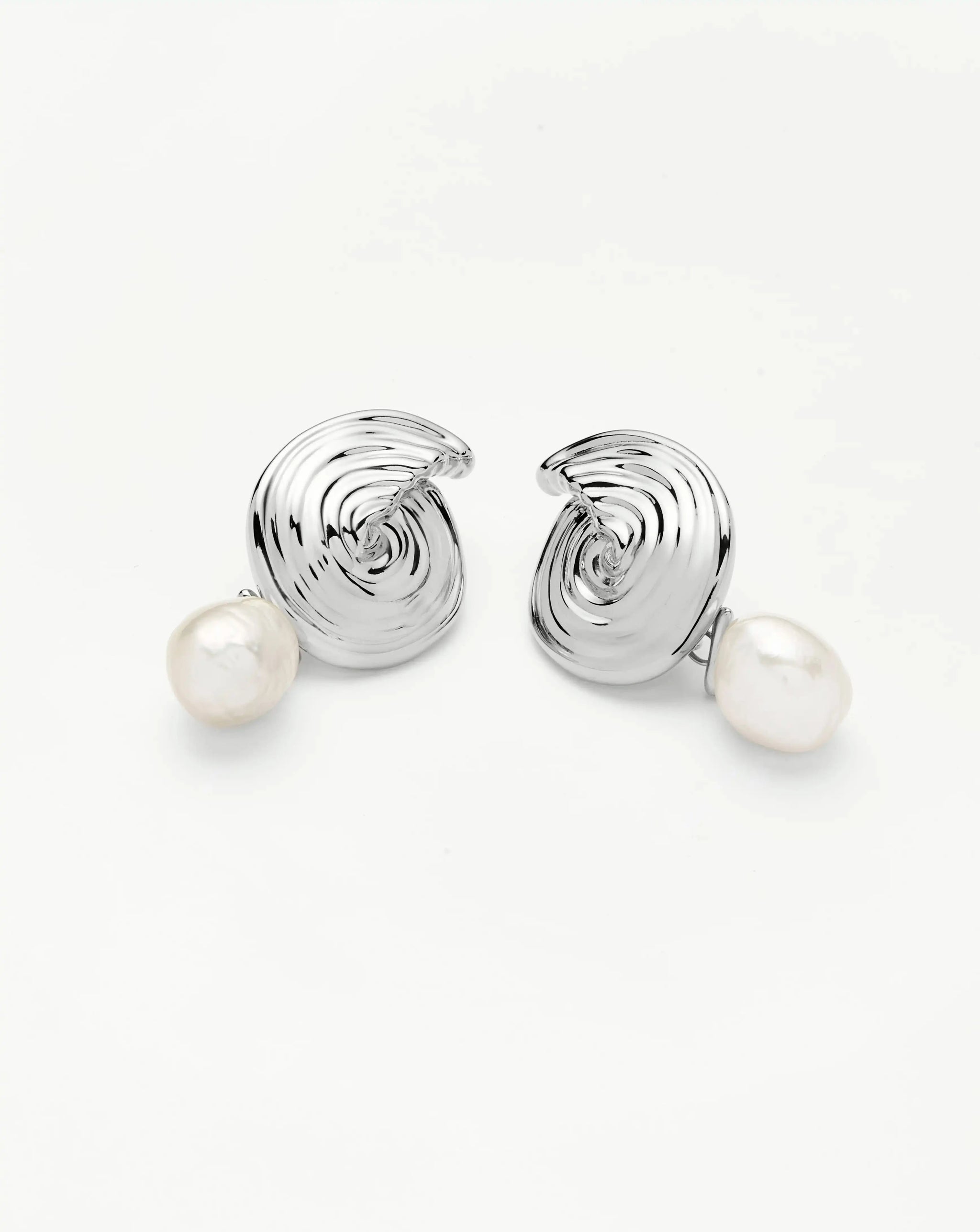 Spiral Interchangeable Pearl Drop Earrings | Silver Plated Earrings Missoma 
